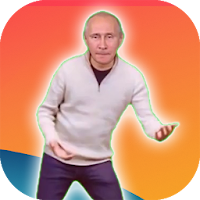 Танцующий Путин на экране (шутка)