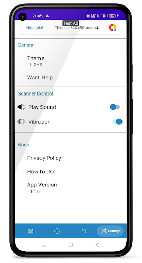 Android application QR and Bar Code scanner screenshort