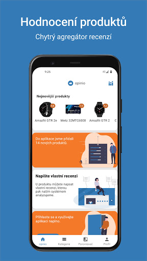 Android application opinio - hodnocení produktů screenshort