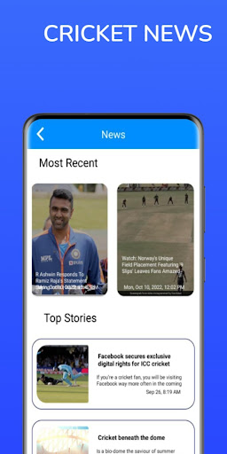 Cricket World Score News App Screen 2