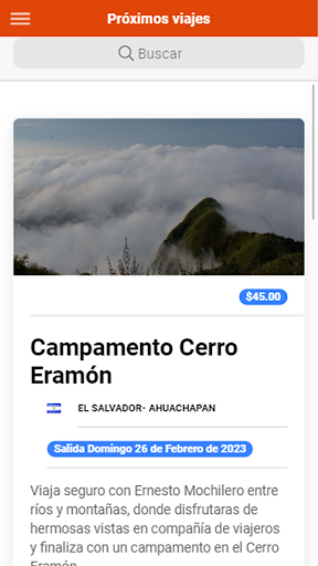 Android application Ernesto Mochilero screenshort