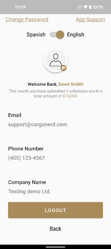 Cargo Nerd Demo App Screen 3