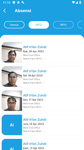 Android application Hadir screenshort