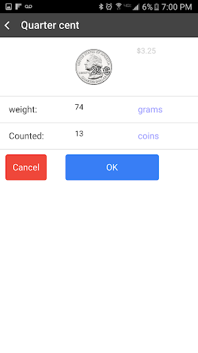 Coin Counter by Weight Screen 2