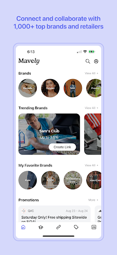 Android application Mavely - Influencer Rewards screenshort
