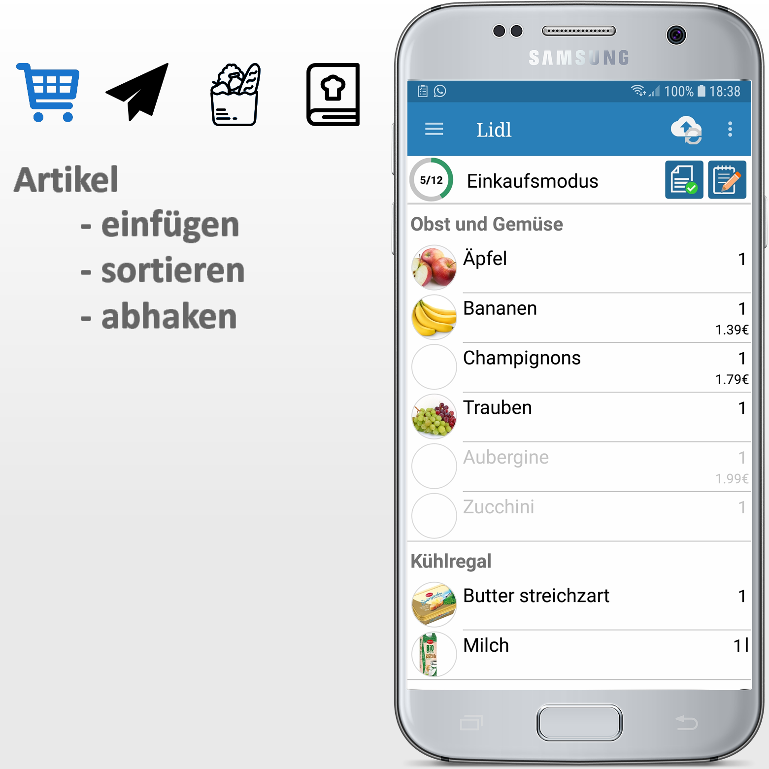 Android application Einkaufsliste Plus screenshort