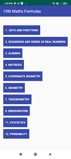 10th Maths Formulas Screen 2