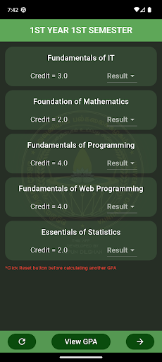 UOV IT GPA CAL Screen 2