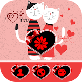 Pink Love Cat Cartoon Theme icon