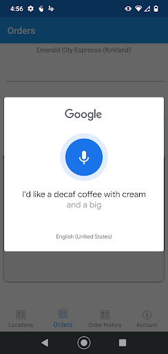 Voice Ordering System Screen 2