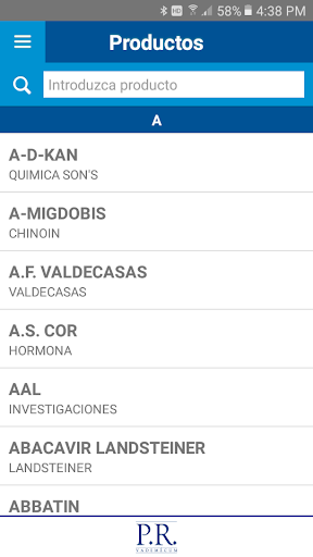 Android application PR Vademecum México screenshort