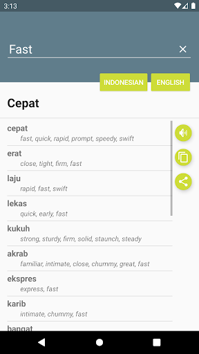 Android application Indonesian-English Dictionary screenshort