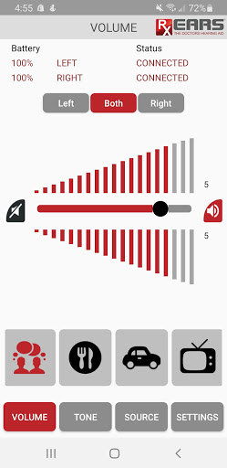 RxEars Remote Control App Screen 2