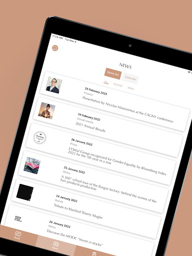 Screenshot of L'Oréal Finance, investors