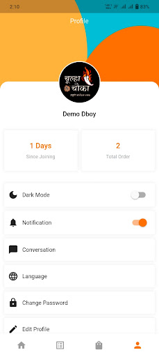 Android application ChulhaChoka delivery Partner screenshort