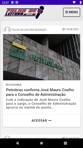 Android application Folha de Leitura screenshort