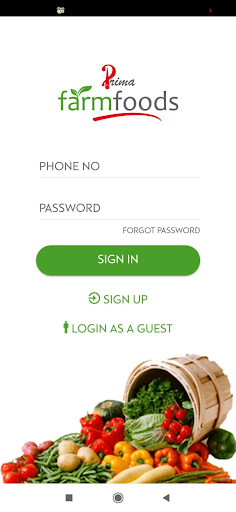 Android application PrimaFarmFoods screenshort