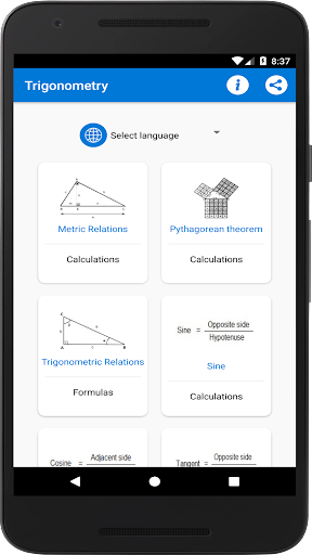 Android application Trigonometry Calculations screenshort