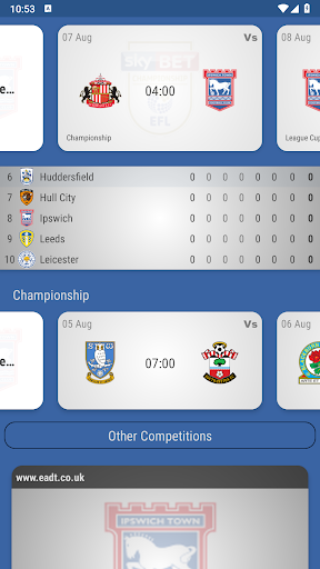 Android application Ipswich Town Fan App screenshort