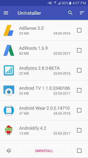 Android application Uninstaller screenshort