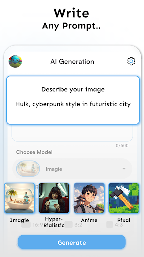 Screenshot of Imagie - AI Art and AI Chat