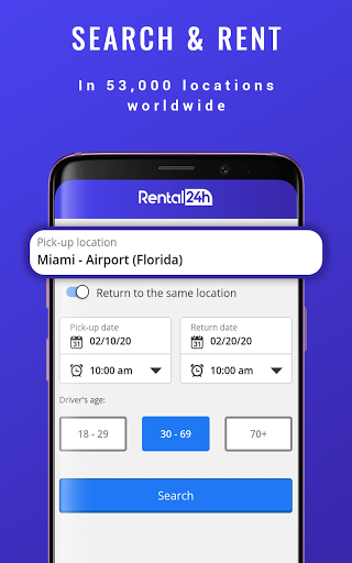 Android application RENTAL24H Car Rental Near Me screenshort