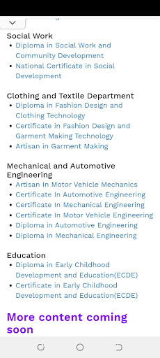 EASY TVET APP Screen 2