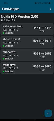 Android application PortMapper screenshort