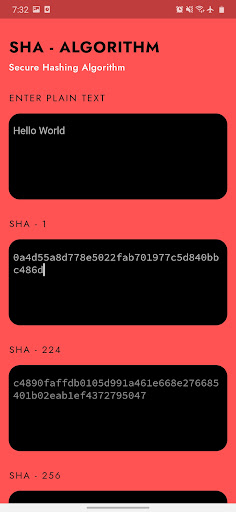 SHA Algorithm - Cryptography Screen 3