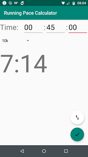 Running Pace Calculator Screen 2