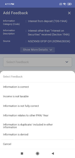 AIS for Taxpayers Screen 2