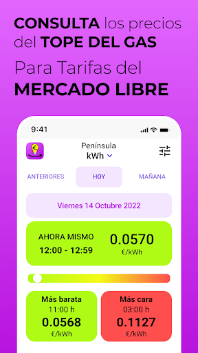 Android application Tope del Gas: Precio Luz Hora screenshort