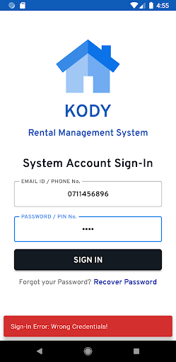KODY Rental App Screen 2