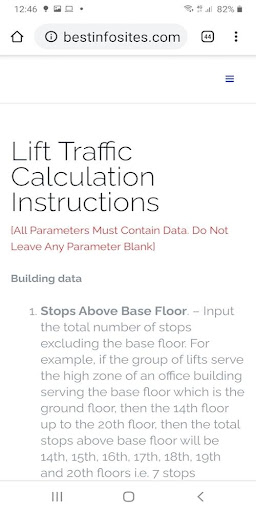 Lift Traffic Calculation Screen 3