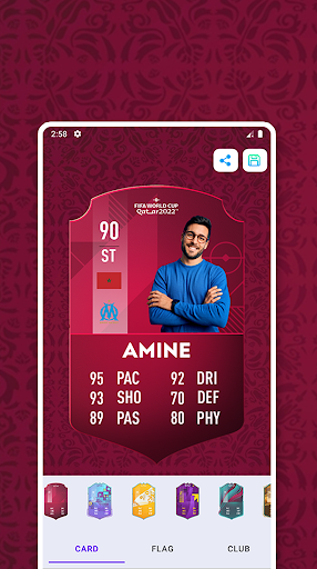 World Cup Cards Builder Screen 2