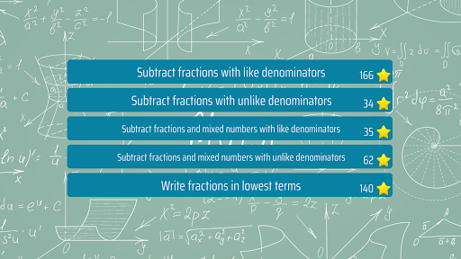 Android application Subtract Fractions Trainer screenshort