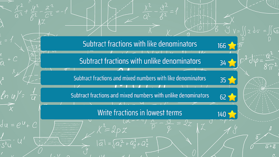 عکس صفحه ترینر Subtract Fractions