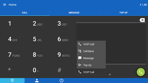 Screenshot of MobileVOIP international calls