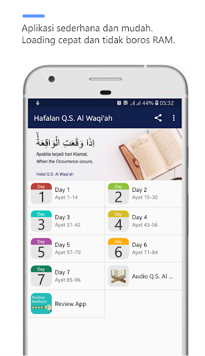 Android application hafal surat Al Waqi'ah screenshort