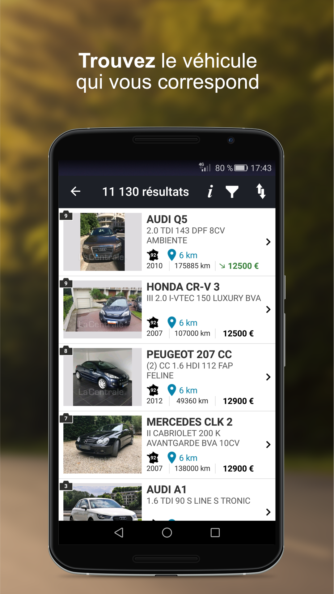 Android application La Centrale voiture occasion screenshort