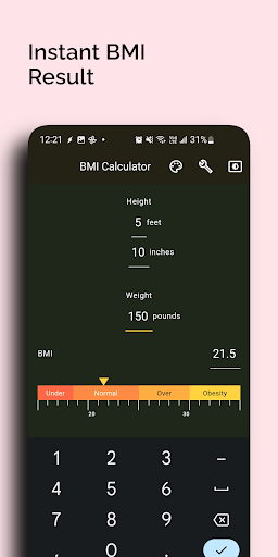 Numverse: BMI / Percentage Cal Screen 3