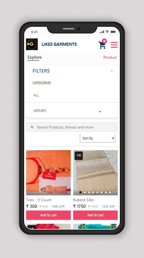 Android application Likes Garments screenshort