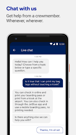 Screenshot of JetBlue - Book & manage trips