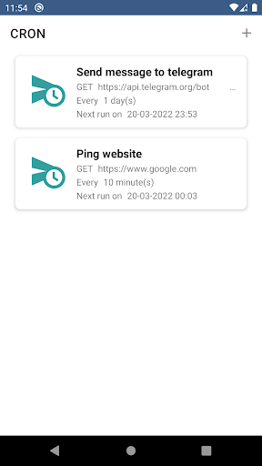 Android application Cron screenshort