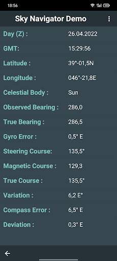 Sky Navigator Demo Screen 3