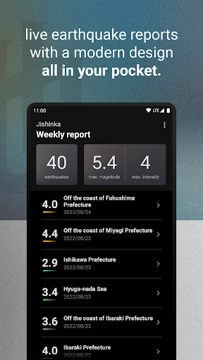 Android application Jishinka: Earthquakes in Japan screenshort