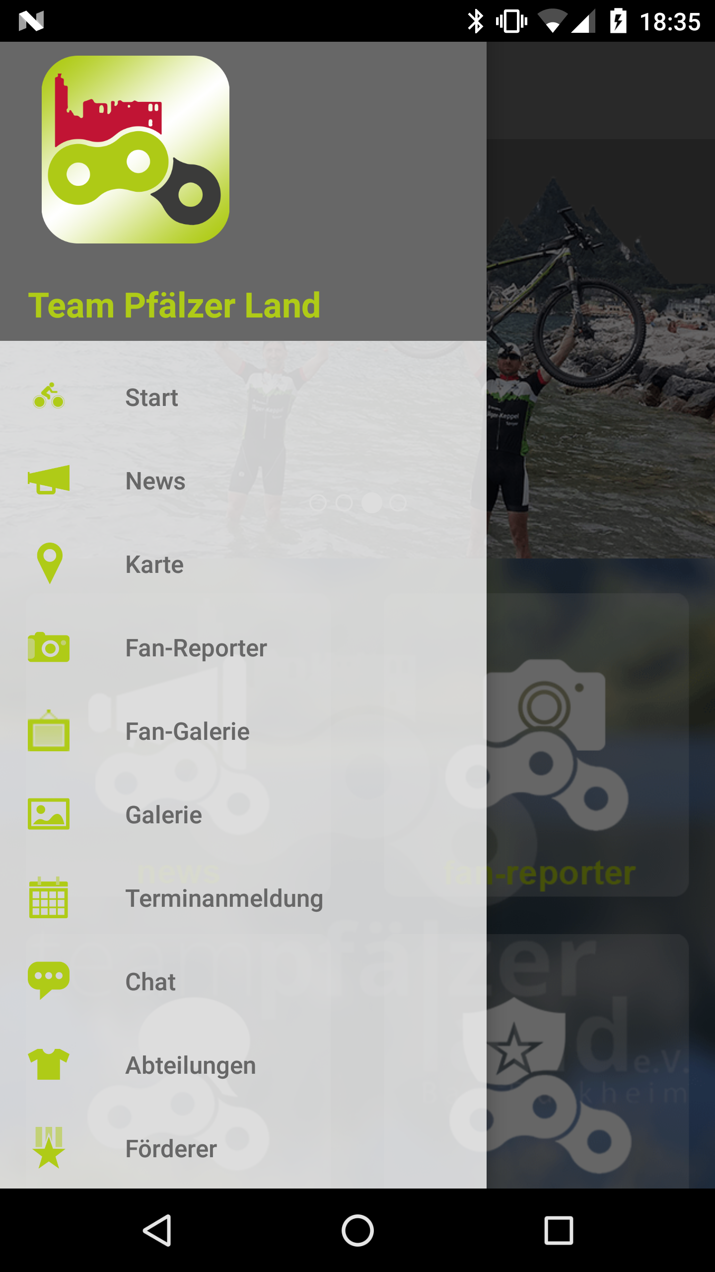 Android application Team Pfälzer Land screenshort