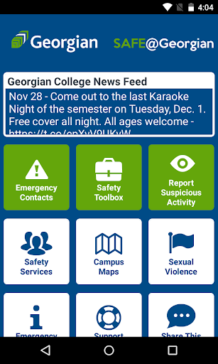 Android application Safe@Georgian screenshort