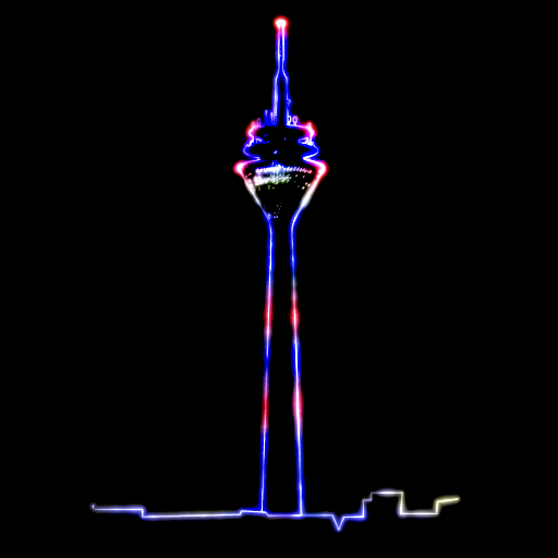 Rhine tower clock Düsseldorf logo