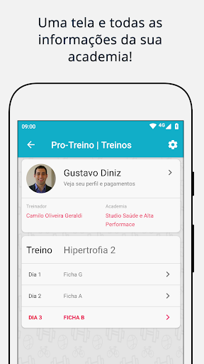 Android application Pro-Treino Aluno screenshort
